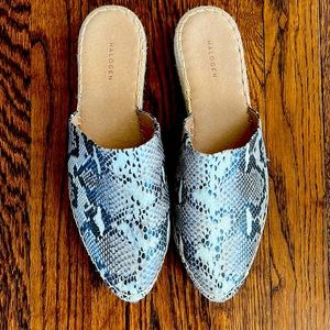 2/$40!! Halogen Leather Mules Snake Print
